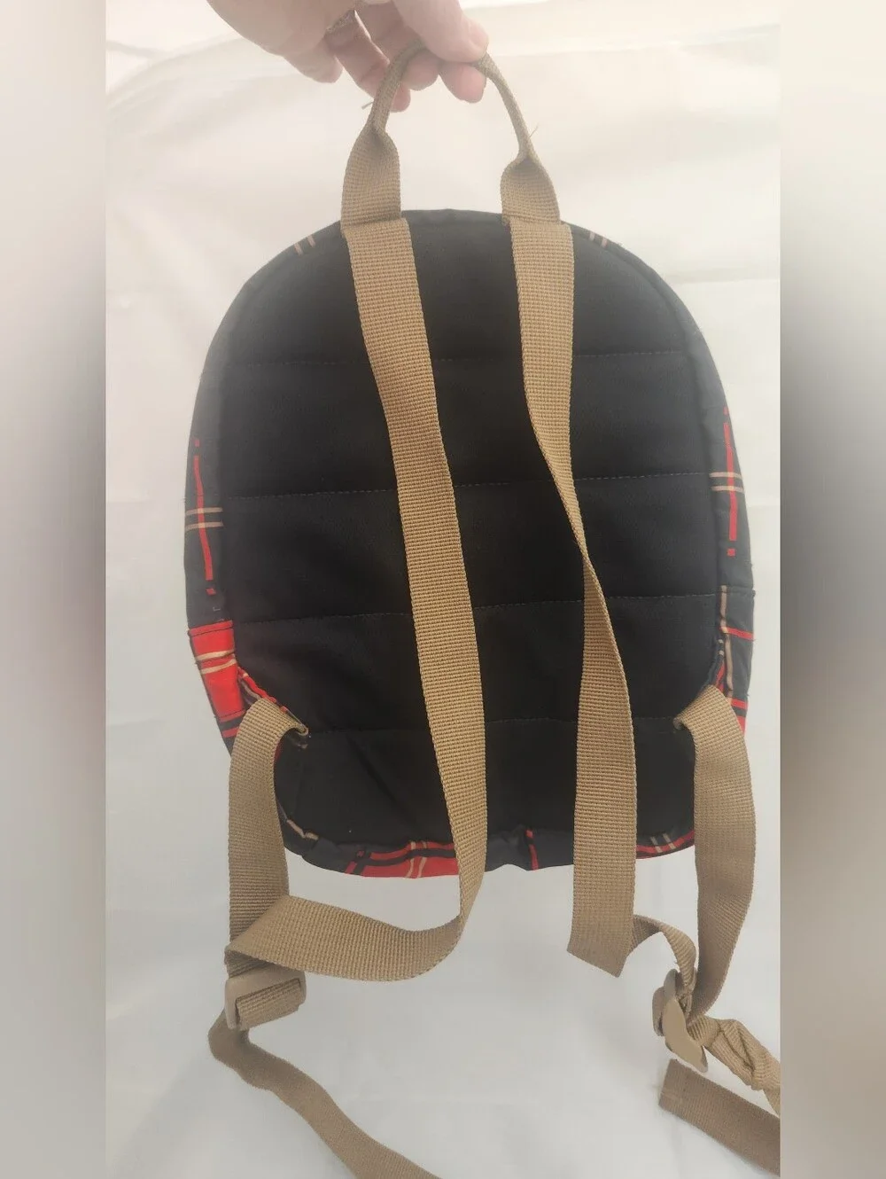 Jordan Black and Red Plaid Backpack with Tan Accents Like New!!